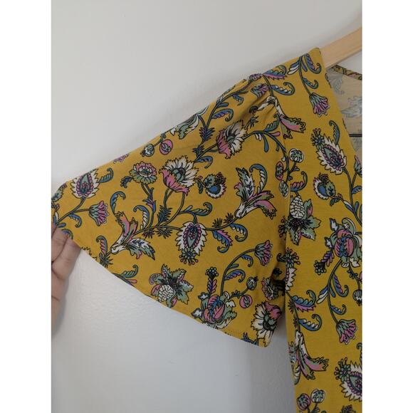 Boden Paisley Floral Flutter Sleeve Midi Dress in Mustard Seed - Picture 5 of 8